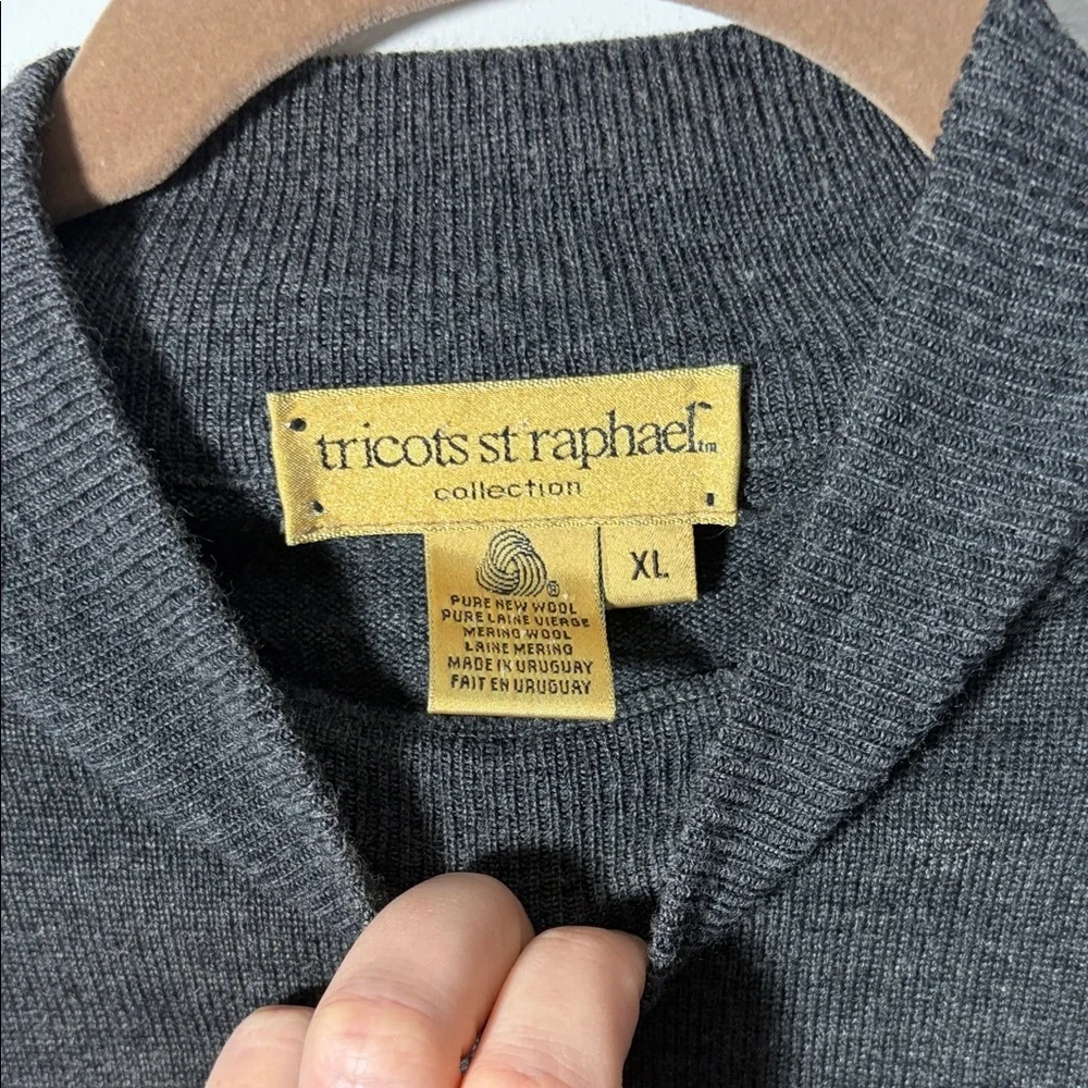 Tricots St Raphael Pure New Wool Mock Neck Sweater XL - Dark grey